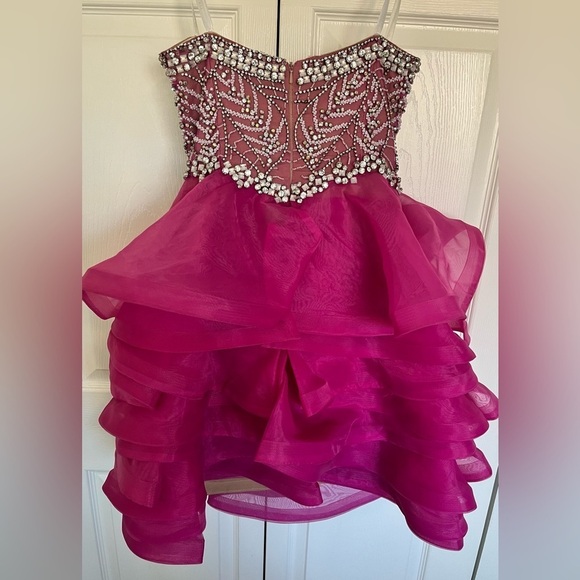 Pink Terani Couture Strapless Rhinestone Cocktail Size 10 - Picture 7 of 11